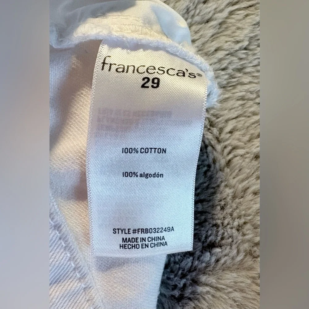 Francesca’s Women's White Distressed Denim Shorts - Picture 5 of 6